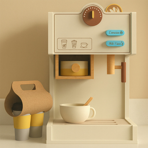 Eduland bằng gỗ MDF Đồ chơi thực phẩm mô phỏng giả vờ chơi nhà bếp đồ chơi trẻ em Mini Máy pha cà phê giáo dục sớm Đồ chơi học tập - Product Image 3