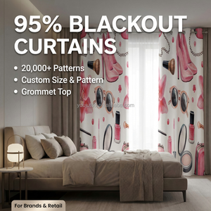 Rideau occultant de luxe européen à motif de maquillage numérique, thème de créateur de mode et de beauté, occultant 95 % de la lumière, thermique - Product Image 1