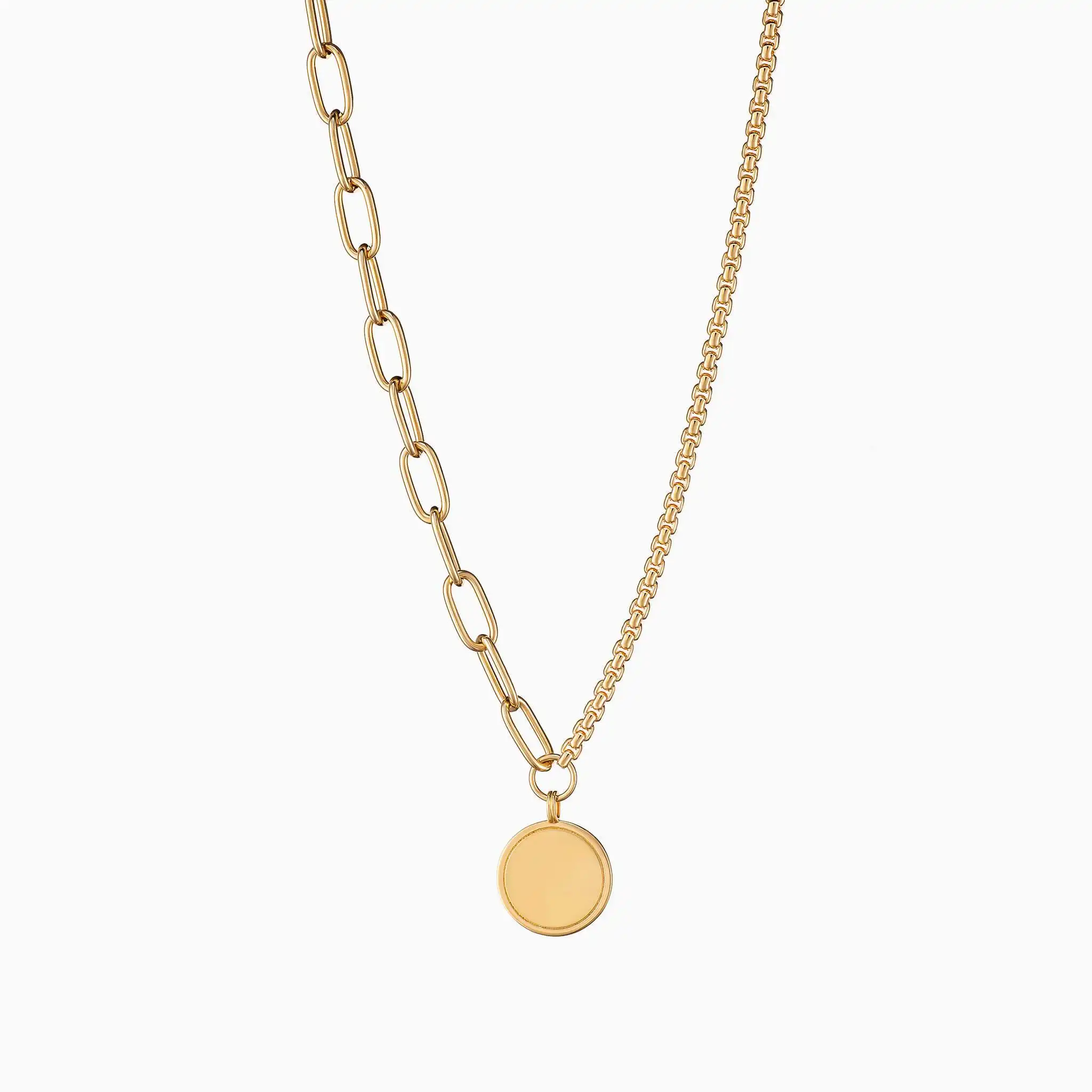 Höchste Qualität 316L Edelstahl Modeschmuck Mixed Chain Joy Gold Halskette für Frauen jeden Tag
