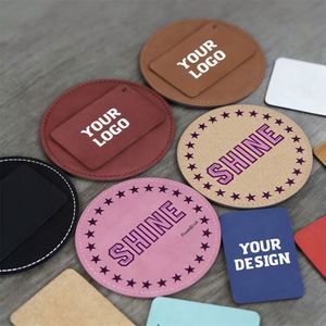 Sous-verres en similicuir double face avec logo gravé au laser pour boissons - Product Image 1