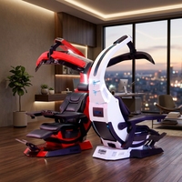 Cabina de Juego para Computadora Cluvens Manticore, Cabina de Trabajo Reclinable, la Más Vendida, Grande y Cómoda para Múltiples Monitores, con Función de Masaje