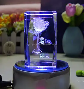Оптовая продажа 3d лазерная гравировка хрустальный куб машина кристалл розы подарки