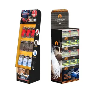 Custom Printed Retail Corrugated Cardboard Gloves Display Stand Hook For Gloves