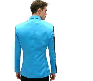 Nouveau Blazer <span class=keywords><strong>Homme</strong></span> 2026 Col V à Paillettes, Simple Boutonnage, Patchwork Respirant, pour Soirée, Cérémonie ou Costume de Scène - Product Image 4