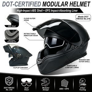 Casque de moto DOT Open Face Racing, casque de moto intégral rabattable, léger, en ABS, Casco De Moto pour la course et le tourisme - Product Image 2