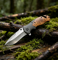 Couteau pliant OEM personnalisé en acier inoxydable 3Cr13 avec manche en bois d'olivier, gravure laser DIY, pour camping et chasse