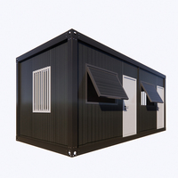 Maison conteneur préfabriquée à deux étages en acier noir à faible coût, unités de 20/40 pieds, isolée thermiquement et étanche, garage habitable