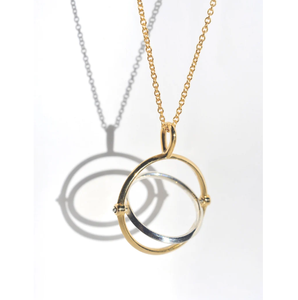 Nuova collana personalizzata con cerchio cinetico filatore in acciaio inossidabile dorato, ciondolo sensoriale rotante Chic lucido - Product Image 5