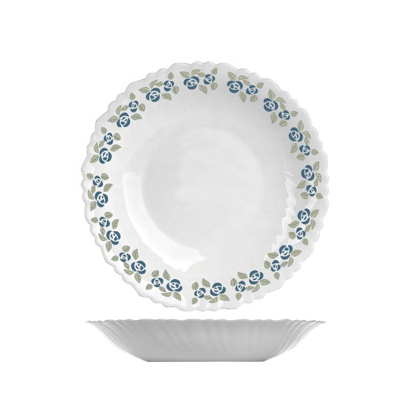 9pouce Assiette à Soupe Avec Fond Profond En Verre Opaline Bien Vendu En Europe En Afrique Plat à Soupe Logo Désign Personnalisé