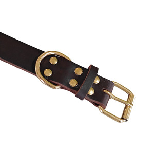 진짜 가죽 강아지 목줄 최상급 소가죽 풀그레인 질식방지 수제 버클 잠금 ZBKJ Dhs-024 사계절용 - Product Image 3
