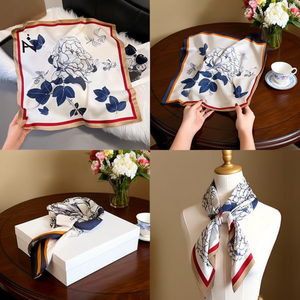 Sciarpa quadrata Zi Silk Peony Butterfly 70x70 cm 38 g Elegante accessorio di moda per donna - Product Image 3