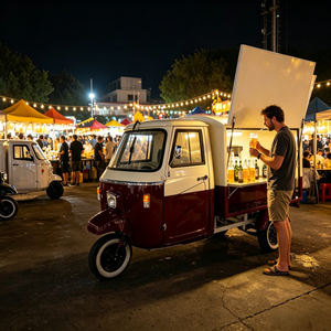 Camion à bière mobile à <span class=keywords><strong>3</strong></span> roues, style Piaggio, bar à prosecco, chariot à café pour festivals en plein air - Product Image 4