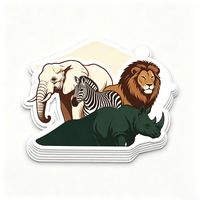 Autocollants d'animaux sauvages Haoxuan en vinyle PVC blanc, silhouettes d'éléphant, de lion, de zèbre, de rhinocéros, graphiques brillants, impression détaillée, résistants aux intempéries