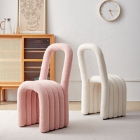 Chaise de salle à manger en tissu bouclé arc-en-ciel audacieux de style INS pour la maison, le bureau et la salle à manger, forme simple, chaise de designer pour enfants