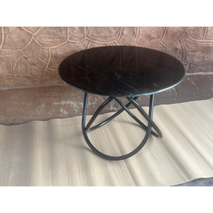 Mesa de centro moderna con tapa de mármol, estructura metálica, redonda, contemporánea, para sala de estar - Product Image 3