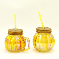 Mug en verre et métal en forme de melon, avec couvercle et paille, de qualité alimentaire, réutilisable, fait main, moderne, tendance, durable, coloré, vaisselle à boisson