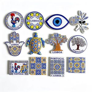 Imán de nevera 3D personalizado al por mayor de Portugal, estilo azulejo, de poliresina, recuerdo de <span class=keywords><strong>Lisboa</strong></span> para mayoristas de decoración mediterránea - Product Image 1