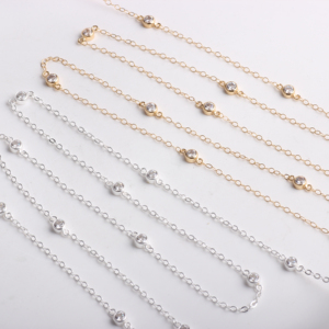 14K Vàng Đầy 1.5Mm Cáp Chuỗi Trang Trí 4Mm Bong Bóng Bezel Zircon Vòng Cổ Vòng Đeo Tay Chuỗi Đối Với Tự Làm Đồ Trang Sức Làm Phụ Kiện - Product Image 4