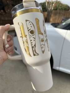 Tazza da viaggio con Logo personalizzato placcato in oro da 40 once in acciaio inossidabile bicchiere 40 oz con manico e paglia Color arcobaleno - Product Image 2