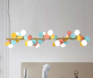 Lustre de salle à manger nordique créatif personnalisable <span class=keywords><strong>Matisse</strong></span>, longues feuilles en acrylique, boule de verre, lustre moderne pour table à manger - Product Image 3