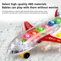 Jouet bon marché Roue électrique universelle pour enfants Jouet d'avion à engrenages transparents avec lumière 3D Modèle d'avion Bump Go pour tout-petits