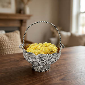 Fine Carving Handled Decorative Basket - Product Image 2