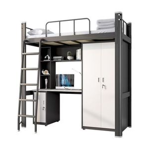 <span class=keywords><strong>Lit</strong></span> suspendu en fer <span class=keywords><strong>combiné</strong></span> avec table inférieure pour dortoir universitaire ou cadre en métal pour appartement du personnel supérieur pour chambre à coucher - Product Image 2