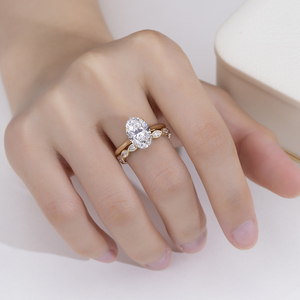 Messi Jewelry MSR-2166 14k Oval Cut Lab Grown <b>Diamond</b> <b>Ring</b> Engagement <b>Ring</b> - Product Image 3