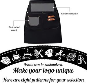 Vente chaude : Tablier de travail personnalisé pour serveur, tablier de chef mi-long en toile imperméable, tablier de cuisine pour restaurant, avec logo personnalisé - Product Image 2