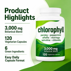Capsules de chlorophylle biologique, compléments alimentaires antioxydants pour la beauté, végétaliens, sans gluten, pour adultes, 60 capsules, faible teneur en matières grasses - Product Image 3