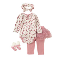 Soldes Exceptionnelles : Lots de Vêtements Bébé Unisexe – Barboteuses d'Été en Coton à Motifs Floraux de Marque (0-3 & 9-12 Mois)