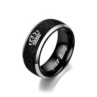 Bague Couronne Unisexe en Titane Noir Plaqué Zinc, Romantique, pour Mariage, Anniversaire, Fiançailles, Promesse