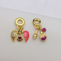 P404T Breloques en laiton émaillé en gros pour bijoux, plaqué or 18K PVD finition brossée, hypoallergénique, zircone cubique, pour bracelet et pendentif