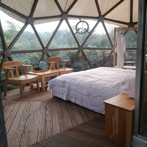 Luxe Hotel Glas Glamping Dome Tent Met Badkamer Cover Dome Geodetische Transparante Koepel Tent Outdoor