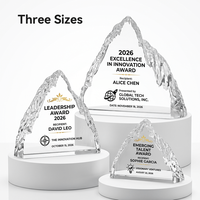 Trophée en cristal haut de gamme en forme de sommet de montagne, 3 tailles disponibles, grande surface de gravure, récompense pour les réalisations professionnelles