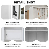 Armoire en acier imprimé à 3 portes avec miroir coulissant, placard métallique moderne pour chambre à coucher, meuble de rangement pour vêtements, mobilier personnalisé pour la maison
