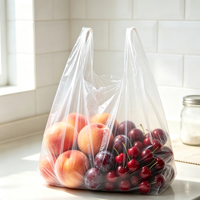 Sac de courses en plastique PE transparent avec logo personnalisé, taille sur mesure, soufflet latéral, qualité alimentaire, pour t-shirts