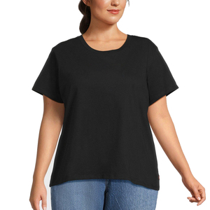 T-shirt rayé éco-responsable en coton biologique à manches courtes pour femmes grandes tailles – Production durable, confort quotidien essentiel - Product Image 2