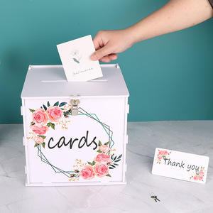 Boîte de réception de cartes de vœux en bois et PVC blanc, artisanat transfrontalier très demandé, à assembler soi-même, vente en gros d'usine - Product Image 1