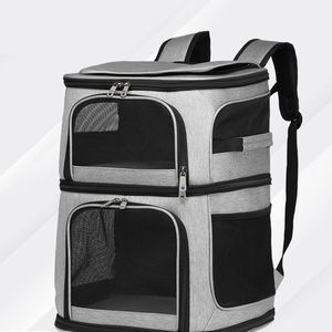 Ayarlanabilir lüks evcil hayvan taşıyıcı sırt çantası büyük kapasiteli çift evcil hayvan taşıyıcı çanta açık seyahat için taşınabilir dayanıklı havalandırmalı örgü - Product Image 2