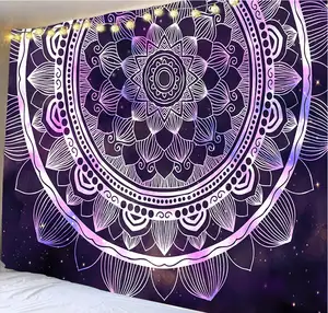 Tapicería de la pared Mandala que cuelga la llama esotérica brujería dormitorio habitación decoración Boho poliéster tapices Hippie