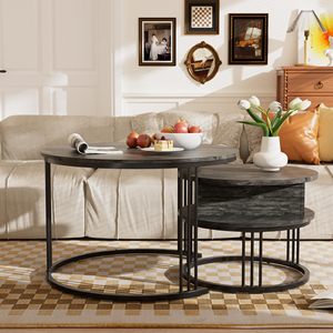 Ensemble <span class=keywords><strong>de</strong></span> tables basses en métal DNF, lot <span class=keywords><strong>de</strong></span> 2, plateau <span class=keywords><strong>relevable</strong></span>, rangement intégré, design pliable et peu encombrant pour <span class=keywords><strong>salon</strong></span>, bureau - Product Image 3