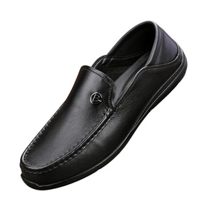 Mocassins pour hommes en cuir de vache véritable, bout rond, semelle en caoutchouc respirante, chaussures décontractées pour la conduite - Product Image 4