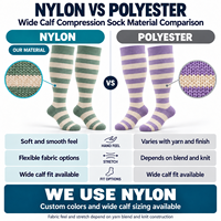 Chaussettes de compression personnalisées pour mollets larges, grande taille, hauteur genou, respirantes, en mélange de nylon, avec logo, pour le sport, les voyages et le quotidien