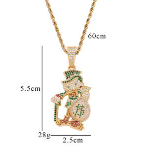 Colgante de bastón y bolsa de dinero para <span class=keywords><strong>caballero</strong></span>, Collar de cobre con circonitas cúbicas estilo hip hop de dibujos animados, <span class=keywords><strong>Cadena</strong></span> con dije de hombre rico con incrustaciones de circonitas - Product Image 5