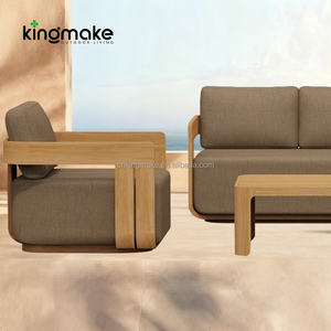 أثاث حدائق فاخر بالجملة مع موقد نار، أثاث حدائق فاخر من خشب الساج الصلب، أريكة للفيلات والمنتجعات - Product Image 1