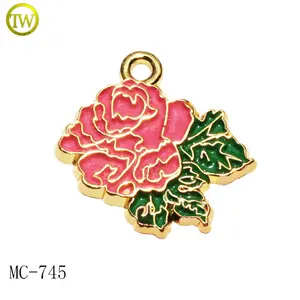 Custom pendant flower charms beautiful enamel logo diy tags jewelry accessories for necklace making