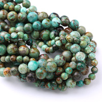 Perles de pierre en vrac en gros 6/8/10/12mm brin de perle de pierre précieuse turquoise naturelle pour la fabrication de bijoux