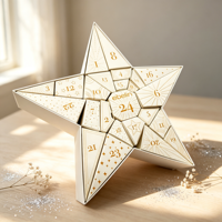 Boîte de calendrier de l'avent en forme d'étoile irrégulière haut de gamme, écologique, personnalisée OEM, avec 24 compartiments, boîte cadeau de soins de la peau pour les fêtes de l'avent