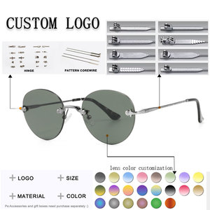Gafas de Sol Ovaladas de Montura Completa, Marco Metálico, Lentes Verdes, Protección UV400, Unisex, Estilo Retro para Actividades al Aire Libre - Product Image 2